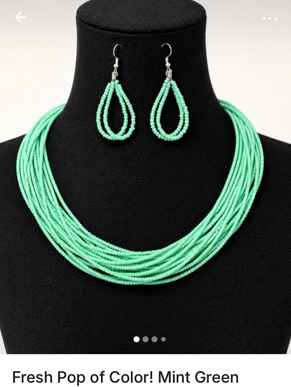 Mint Green Multi-Strand Beaded Necklace & Matching Earrings Set